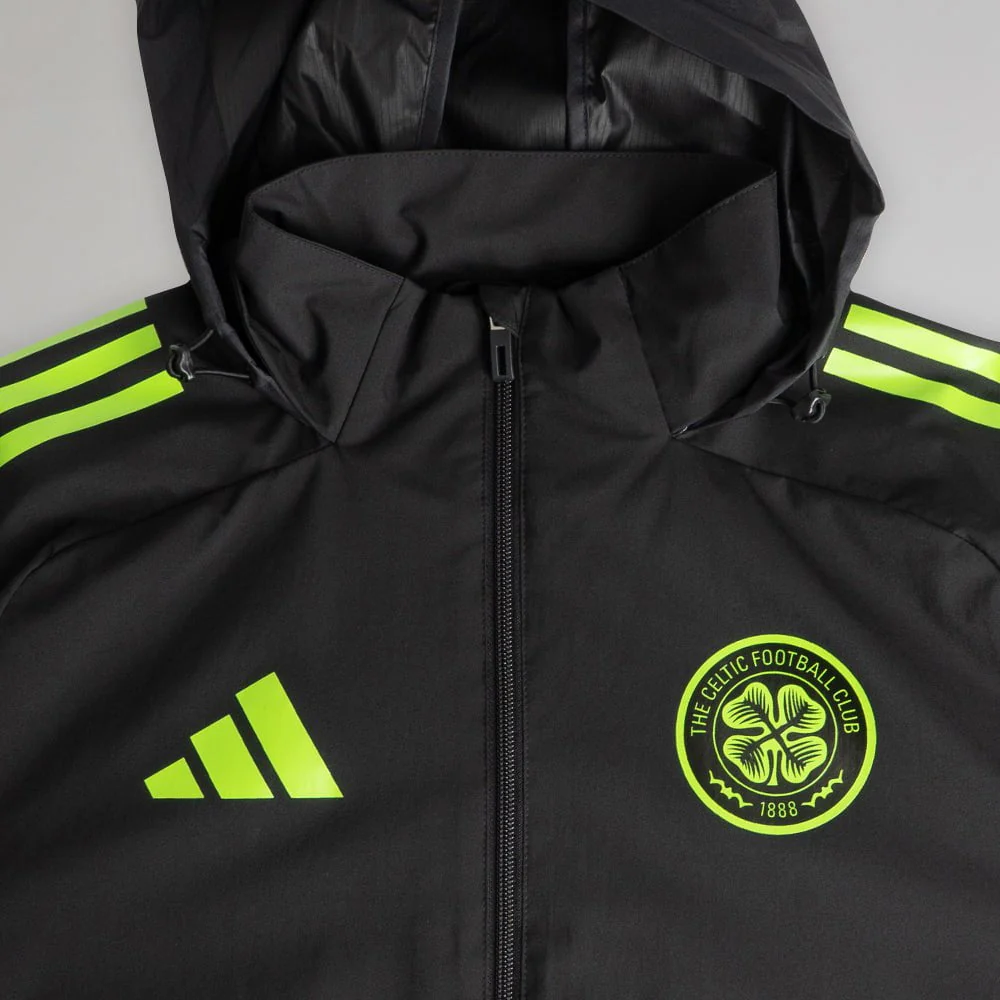 adidas Celtic 2025/26 Black and Neon Green All Weather Jacket - Image 4
