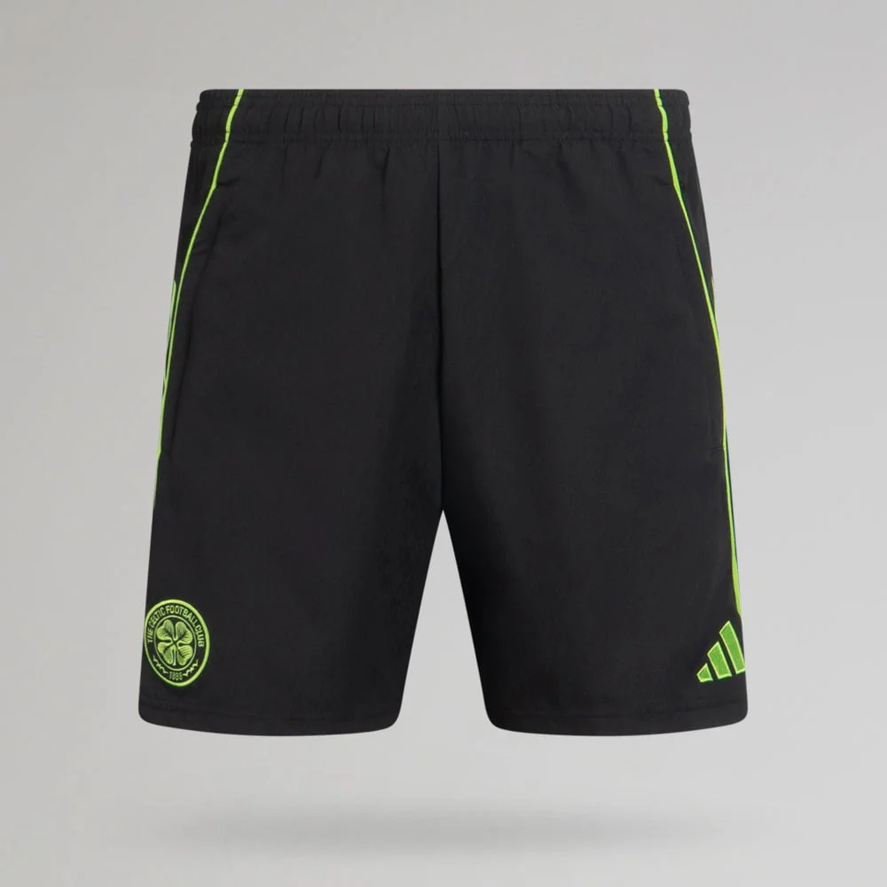 adidas Celtic 2025/26 Black and Neon Green Downtime Shorts