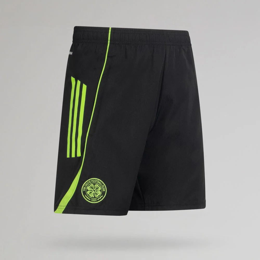 adidas Celtic 2025/26 Black and Neon Green Downtime Shorts - Image 2