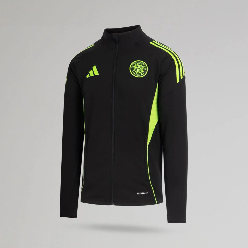 adidas Celtic 2025/26 Black and Neon Green Track Jacket - Image 2
