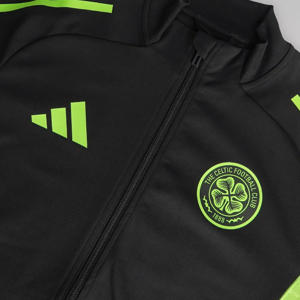 adidas Celtic 2025/26 Black and Neon Green Track Jacket - Image 4