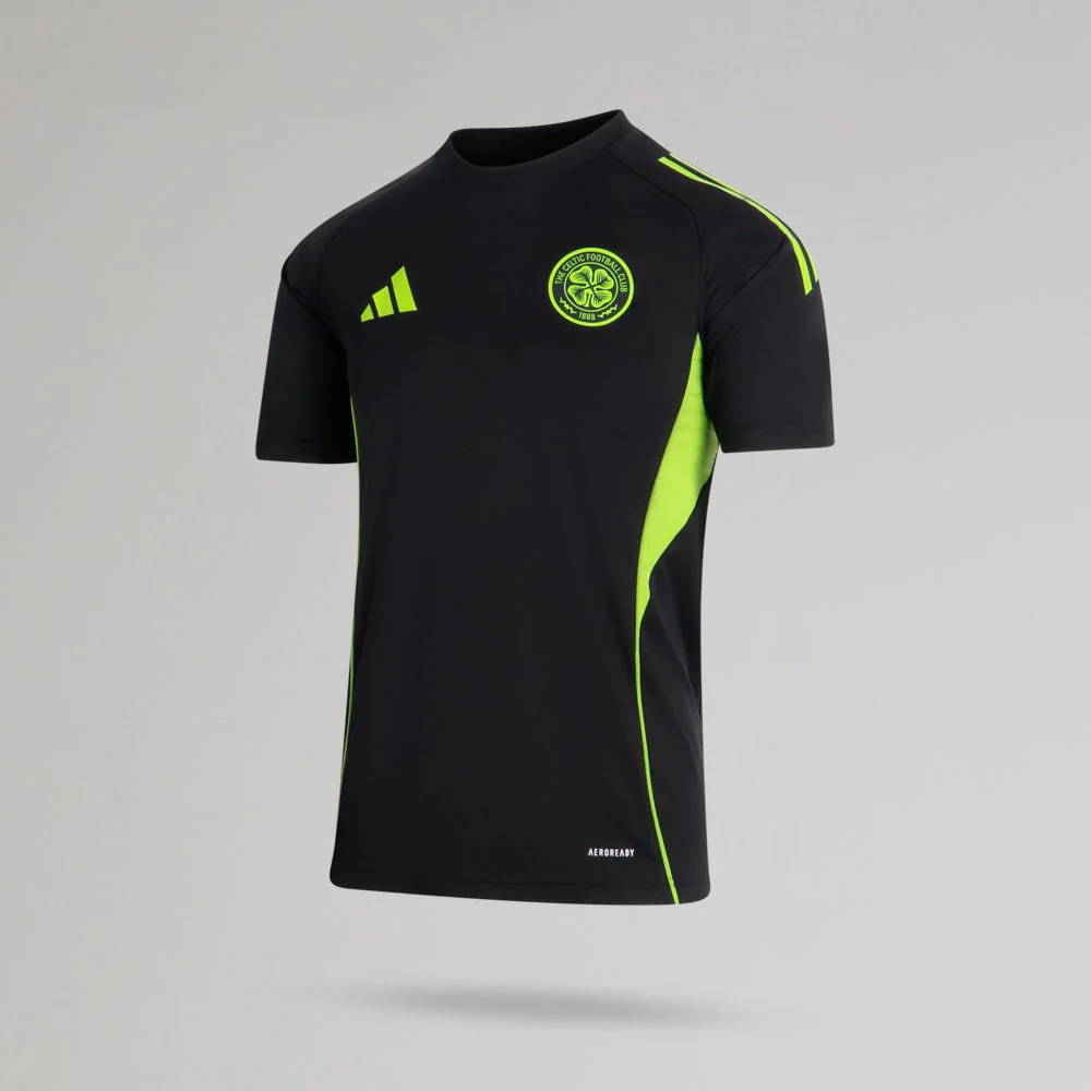 adidas Celtic 2025/26 Black and Neon Green Training Jersey - Image 2