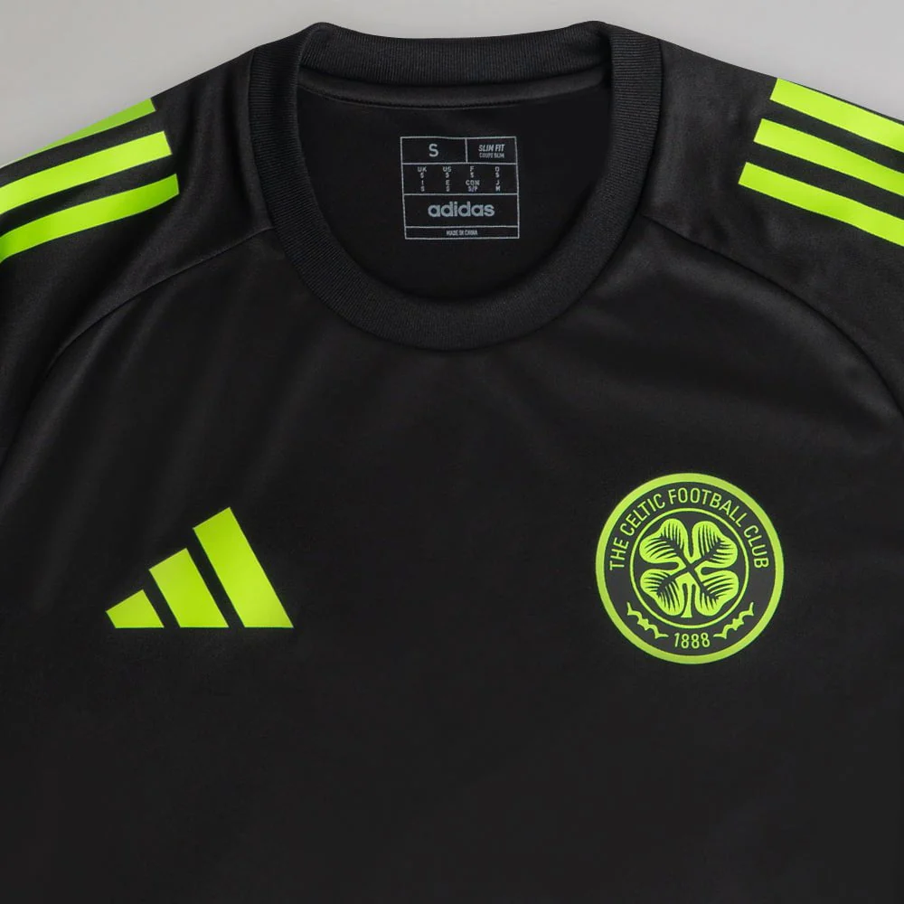 adidas Celtic 2025/26 Black and Neon Green Training Jersey - Image 4