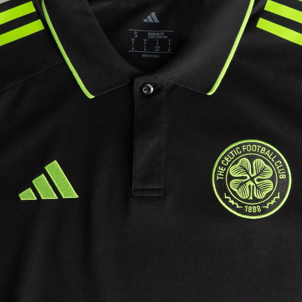 adidas Celtic 2025/26 Black and Neon Green Training Polo Shirt - Image 4