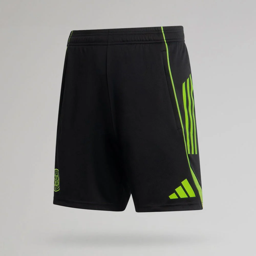 adidas Celtic 2025/26 Black and Neon Green Training Shorts - Image 3
