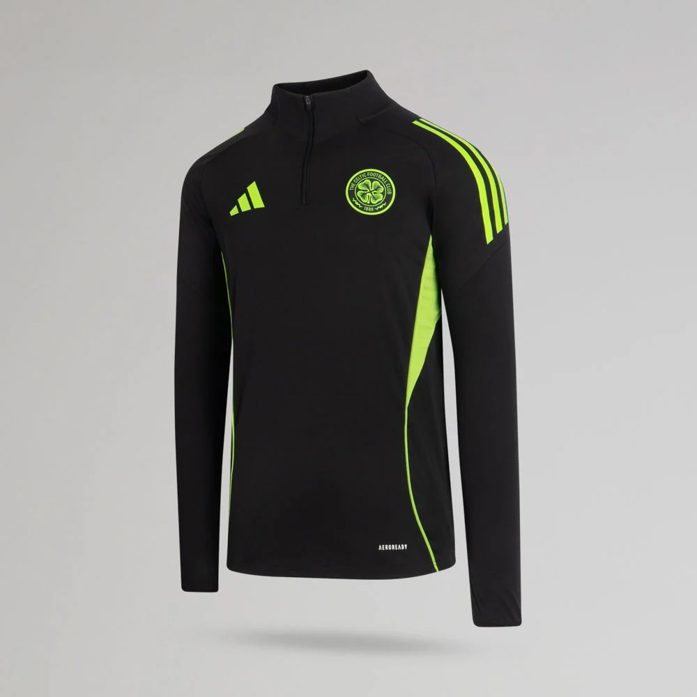 adidas Celtic 2025/26 Black and Neon Green Training Top - Image 2