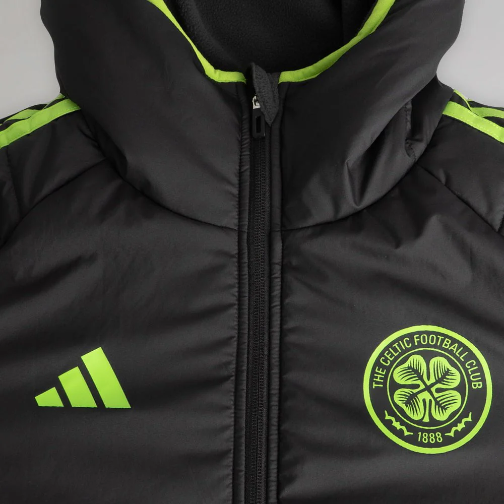adidas Celtic 2025/26 Black and Neon Green Winter Jacket - Image 4