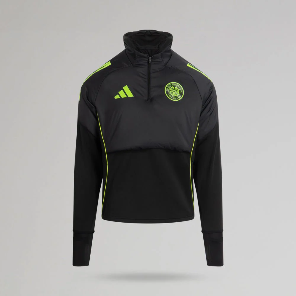 adidas Celtic 2025/26 Black and Neon Green Winter Top