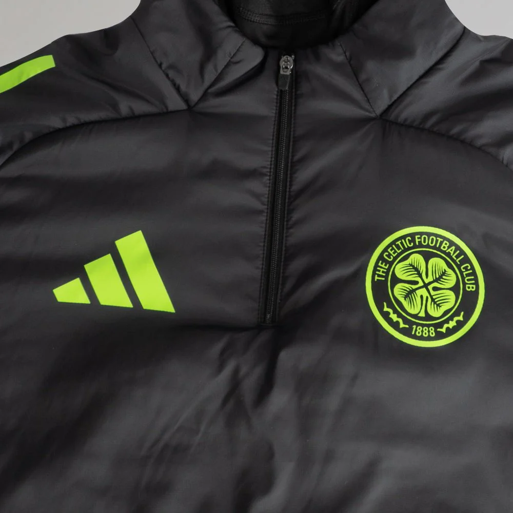 adidas Celtic 2025/26 Black and Neon Green Winter Top - Image 6