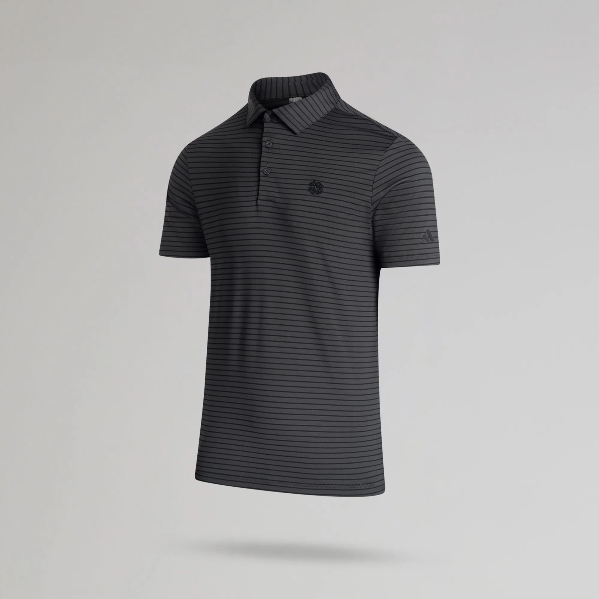 adidas Celtic Golf Performance Two-Colour Stripe Dark Grey Polo Shirt - Image 2