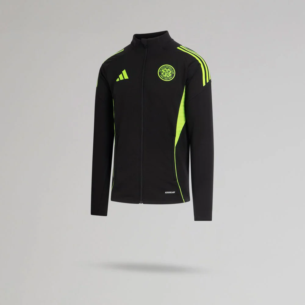 adidas Celtic Junior 2025/26 Black and Neon Green Track Jacket - Image 2