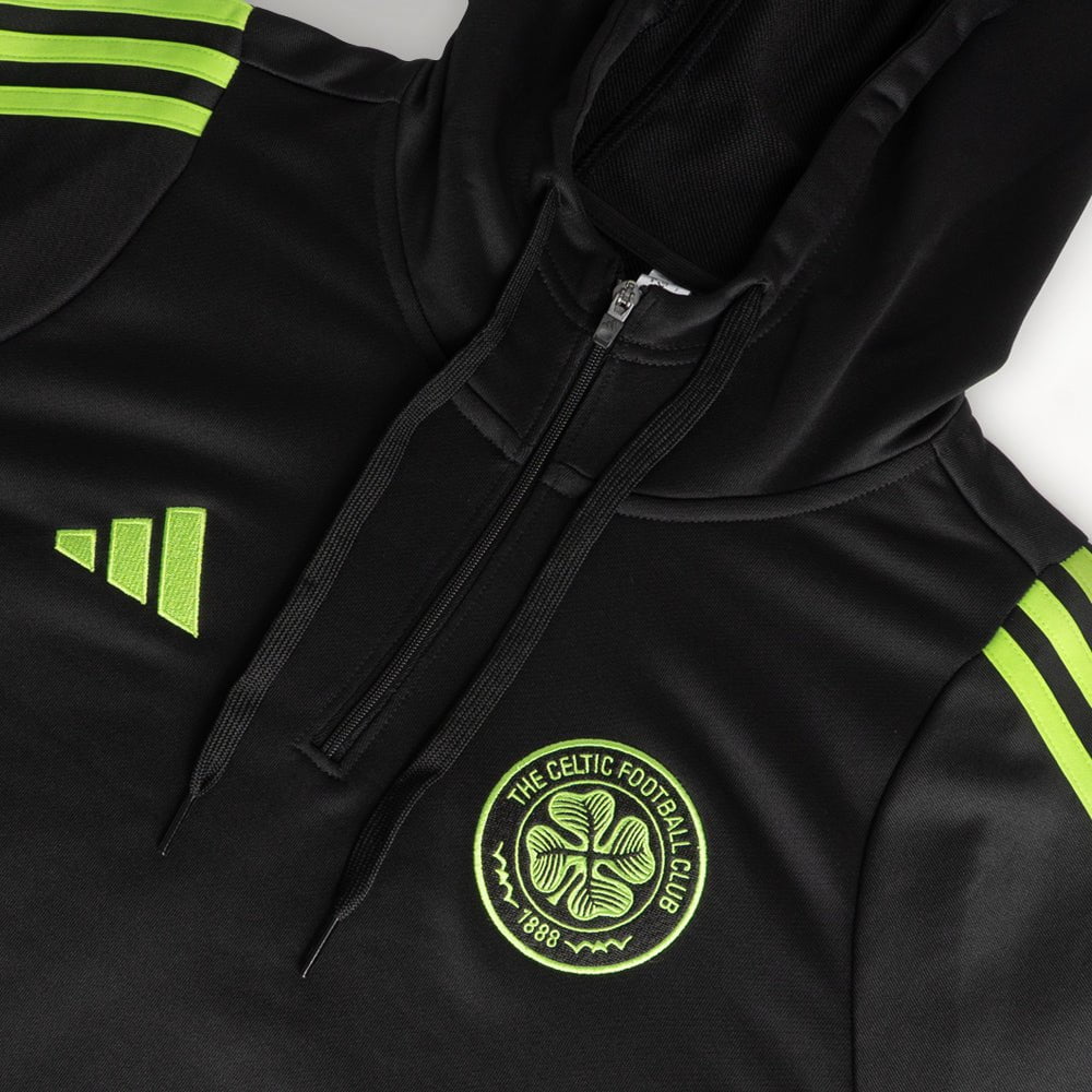 adidas Celtic Junior 2025/26 Black and Neon Green Training Hoodie - Image 5