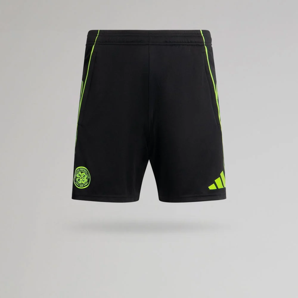 adidas Celtic Junior 2025/26 Black and Neon Green Training Shorts