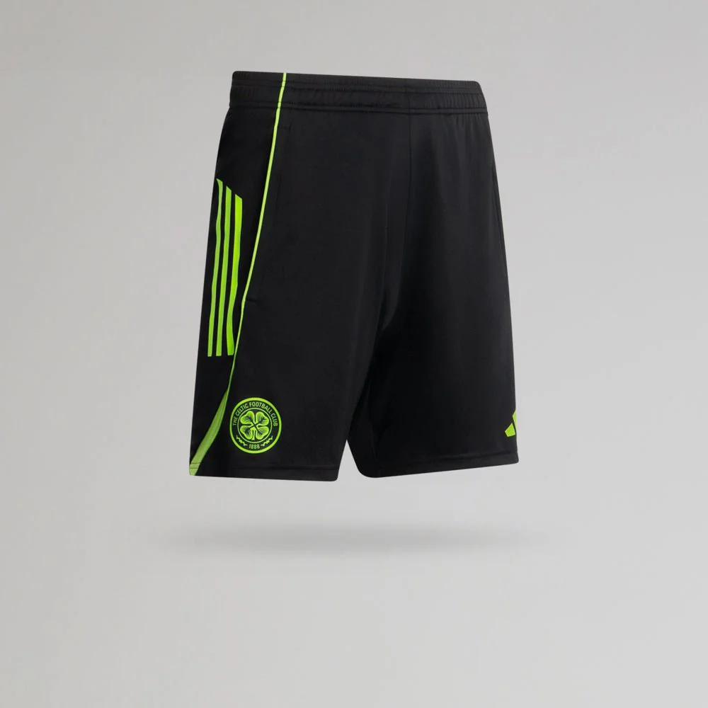 adidas Celtic Junior 2025/26 Black and Neon Green Training Shorts - Image 2