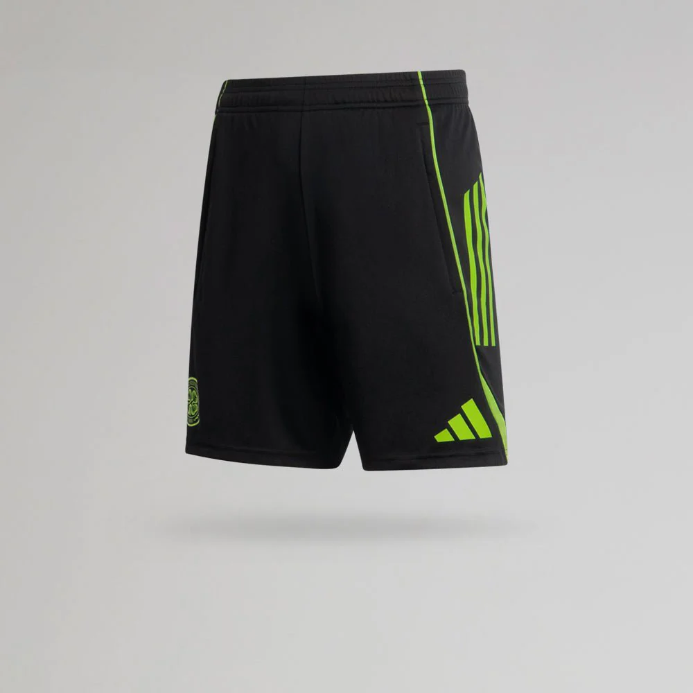 adidas Celtic Junior 2025/26 Black and Neon Green Training Shorts - Image 3
