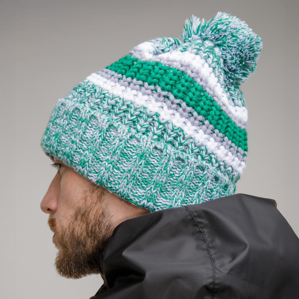 Celtic Chunky Knit Grey Pom Beanie - Image 4