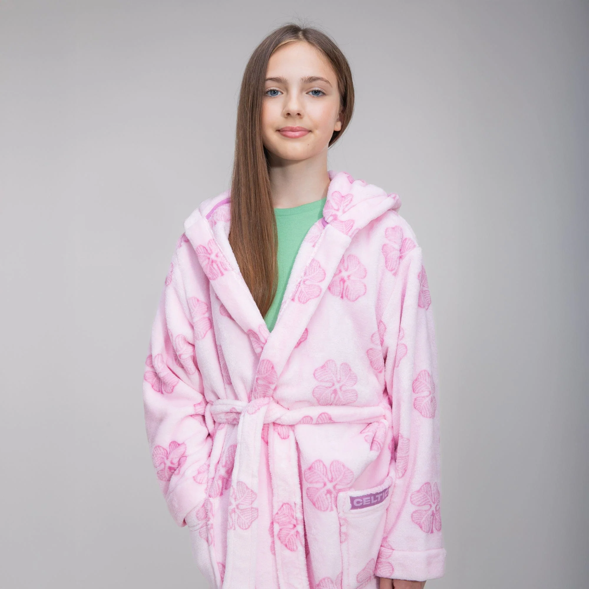 Celtic Junior Pink Clover Print Robe - Image 4
