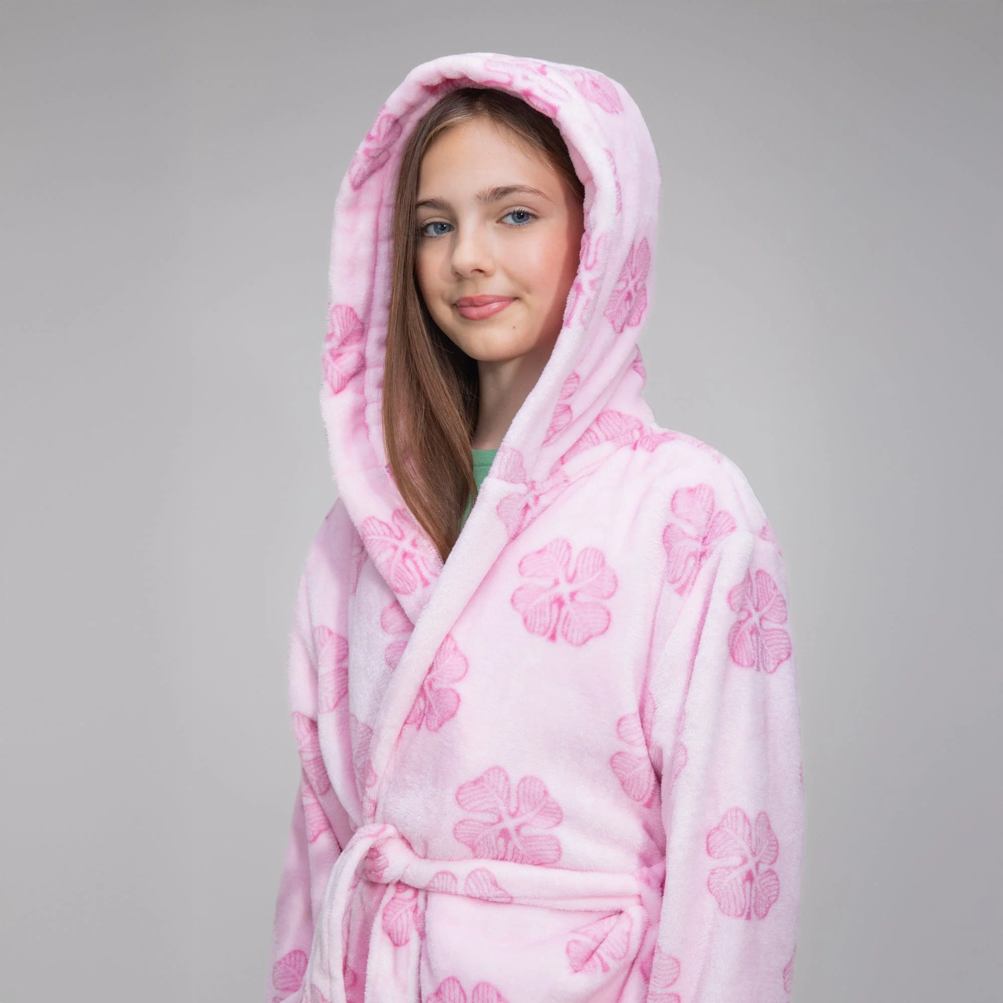Celtic Junior Pink Clover Print Robe - Image 5