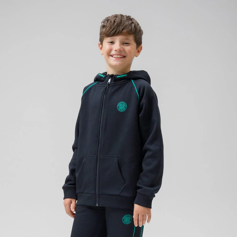 Celtic Junior Black Front Zip Hoodie - Image 3