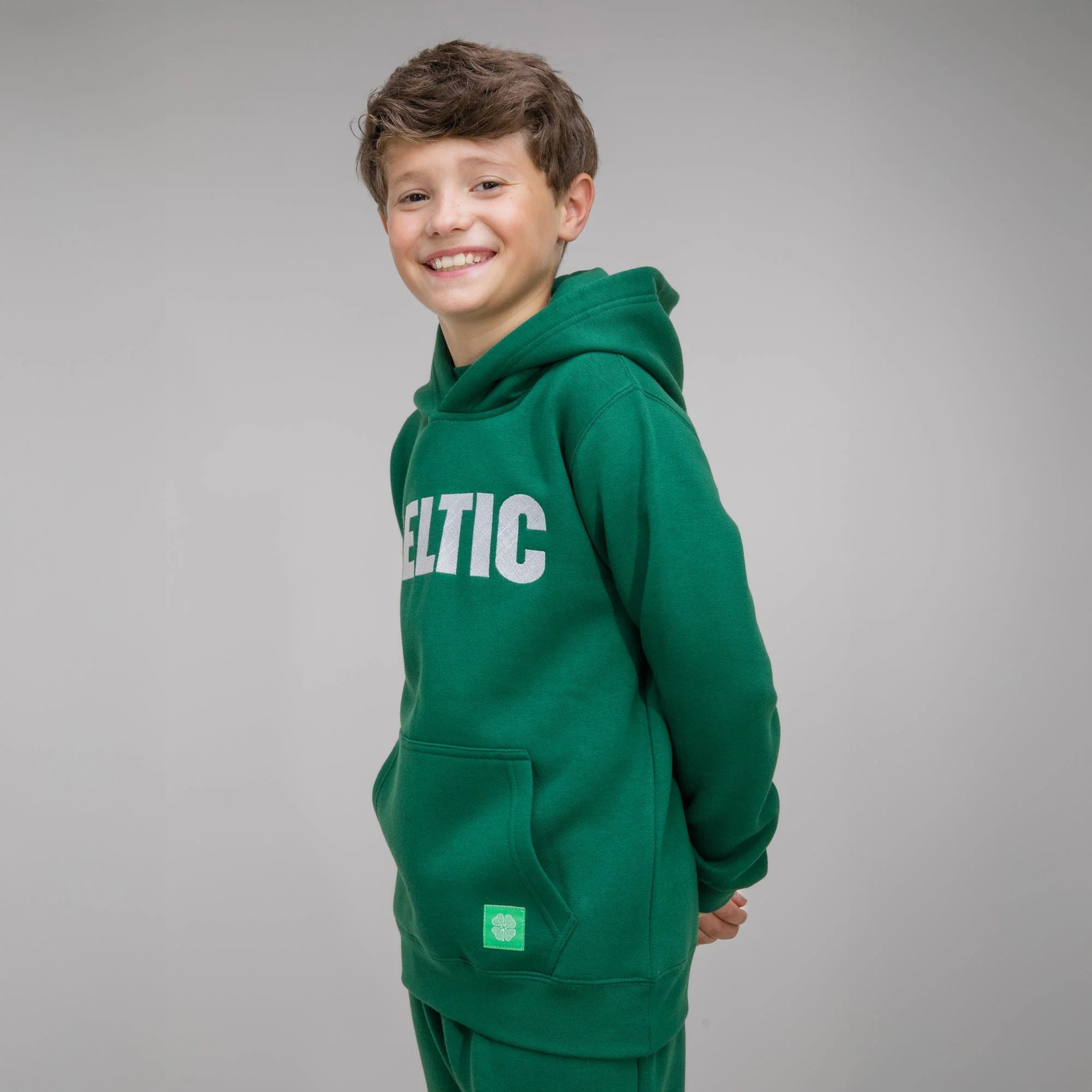 Celtic Junior Green Text Hoodie - Image 2