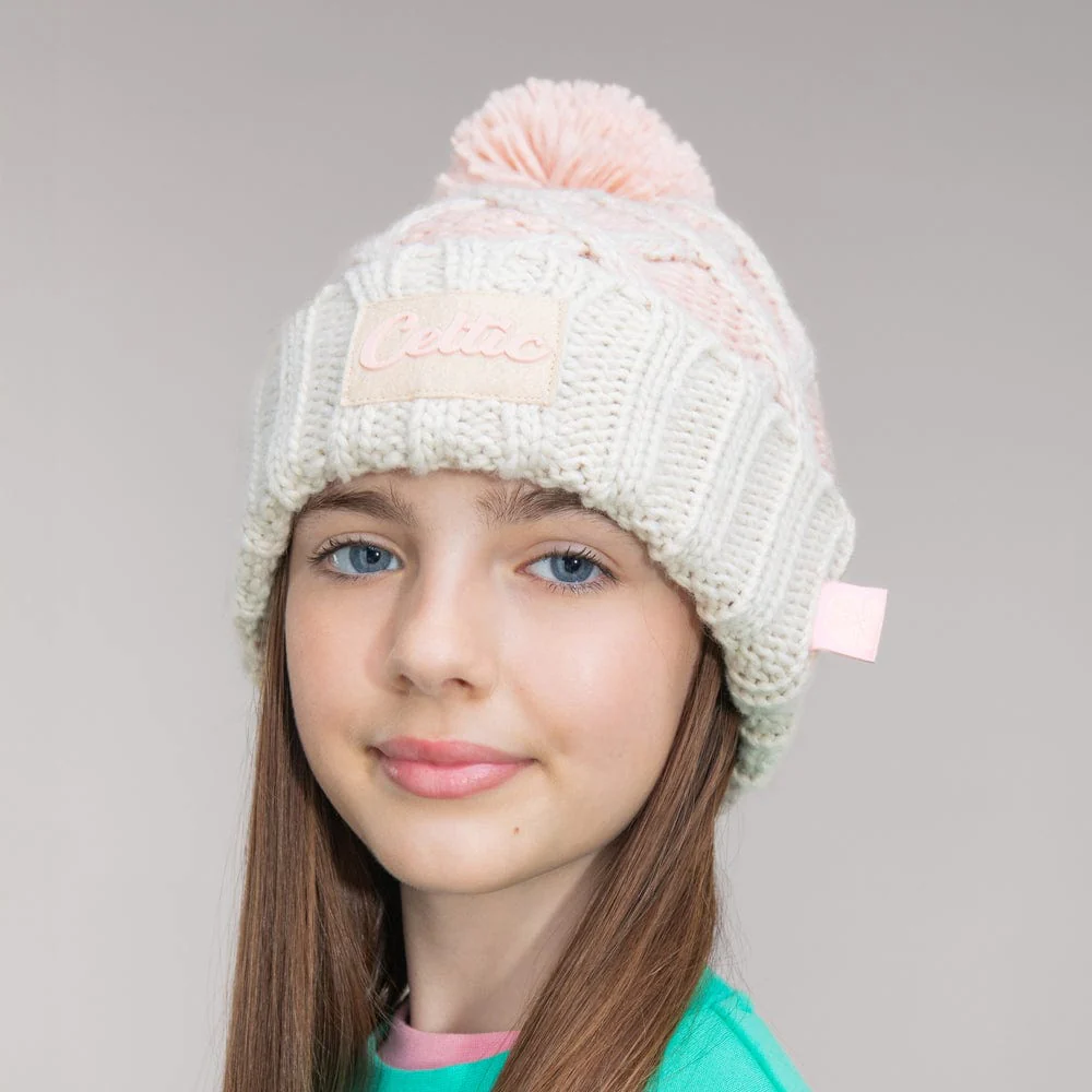 Celtic Junior Pink Pom Beanie - Image 4