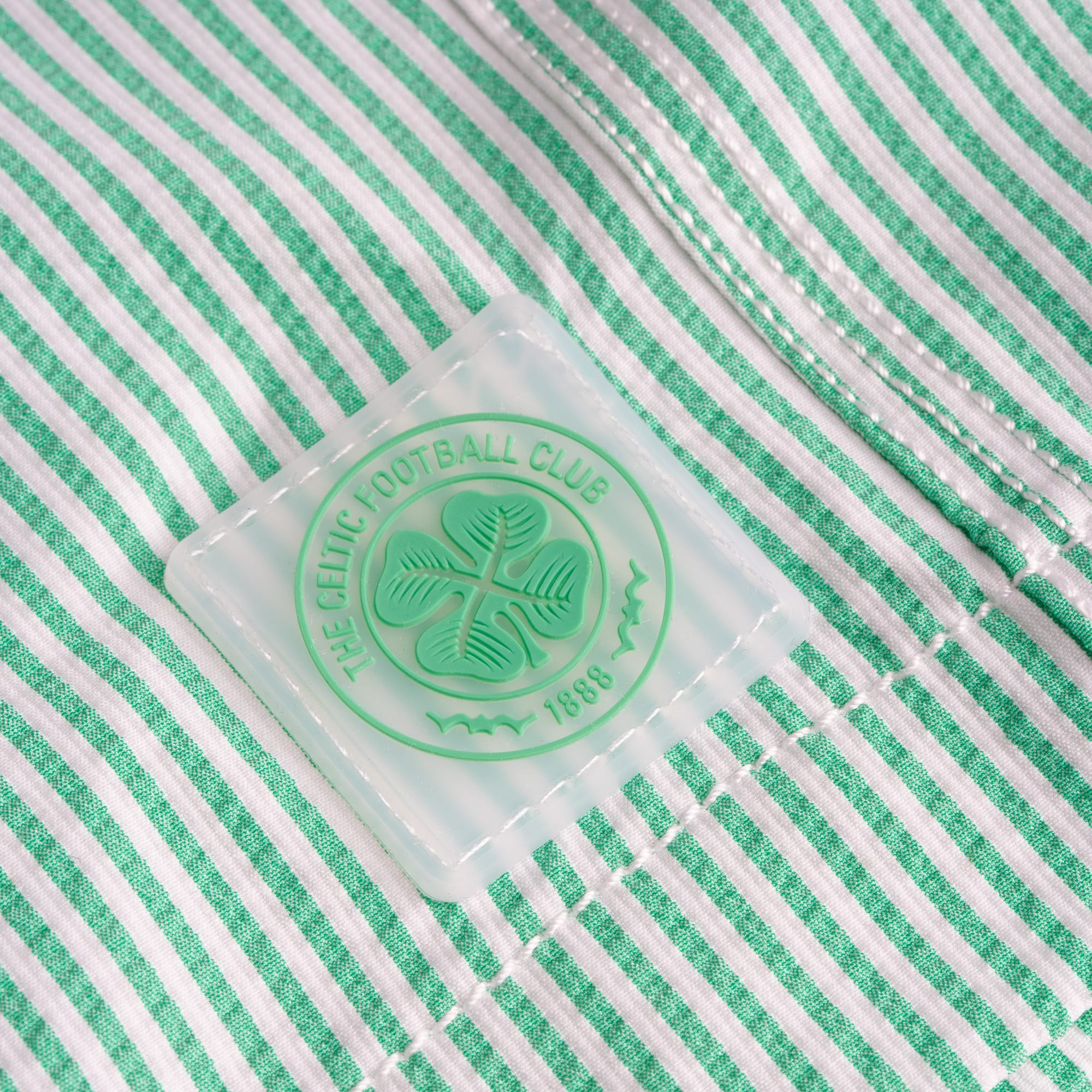 Celtic Crest Junior Stripe Green and White Swim Shorts - Image 6